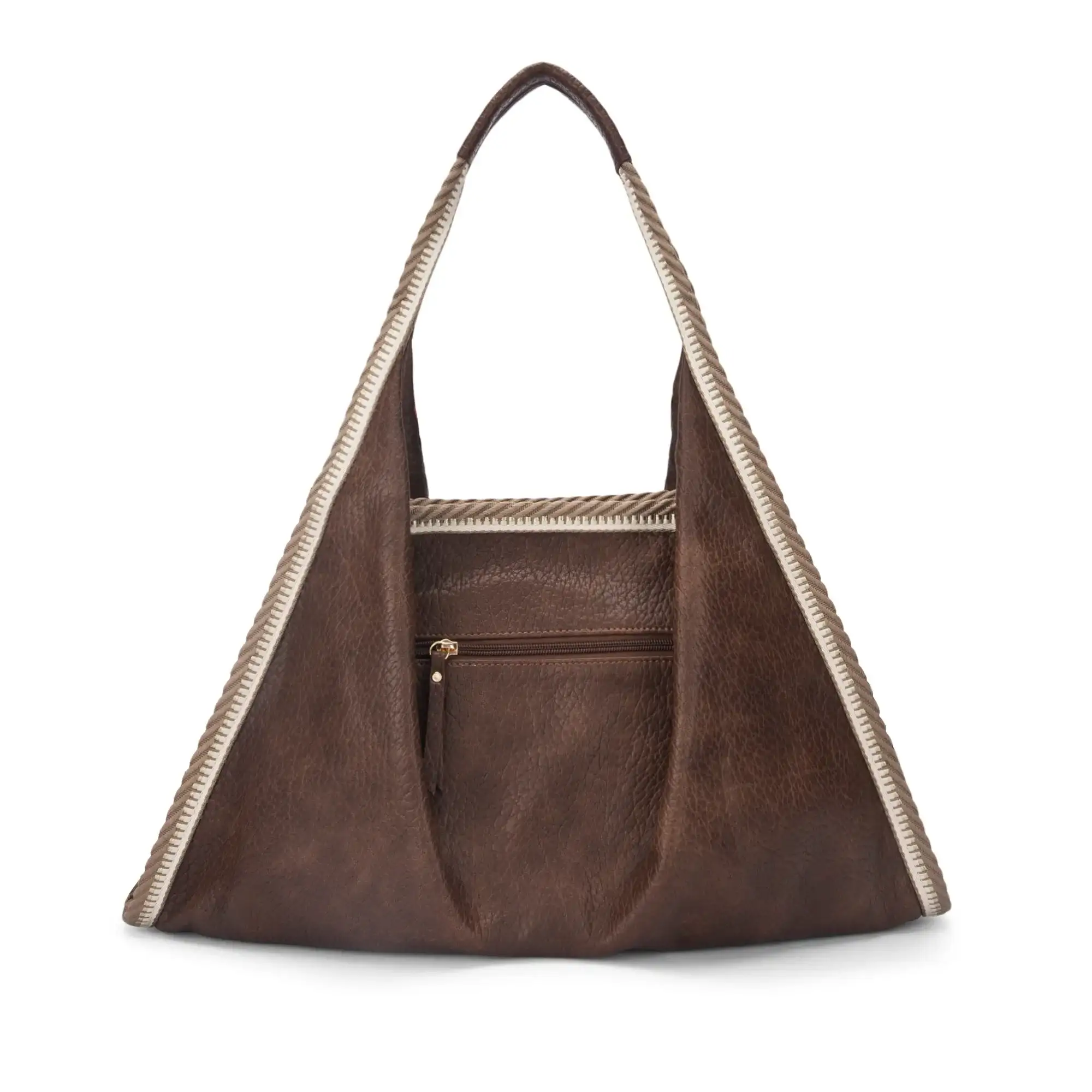 Avril Coffee Stylized Beige Hobo Tote Bag - Image 4