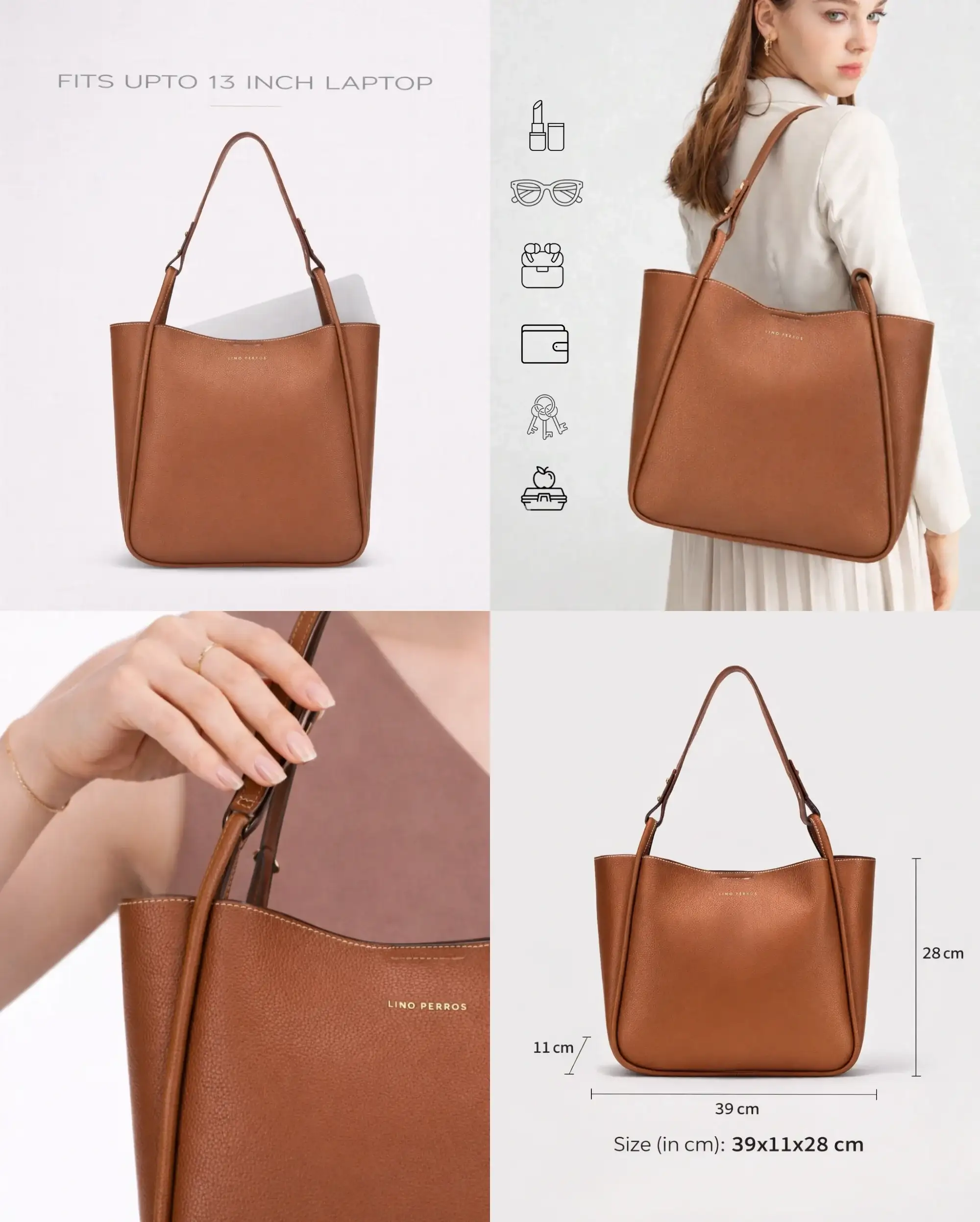 Avril Soft Body Everyday Tan Tote Bag - Image 3