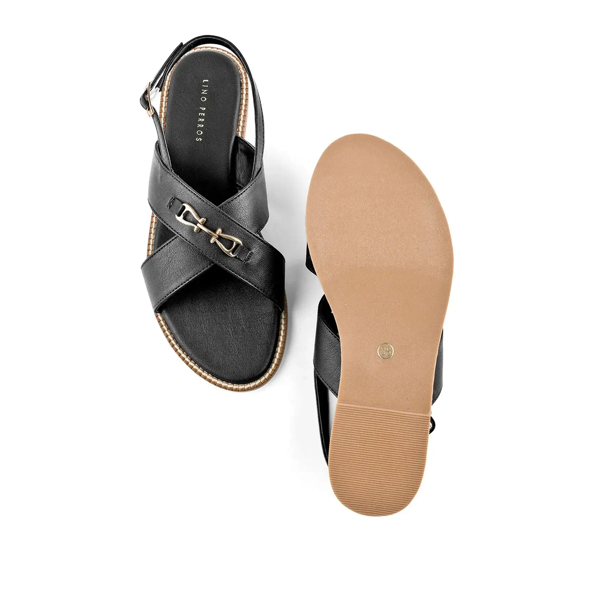 Harper Cross-Strap Black Comfort Sandle - Image 5