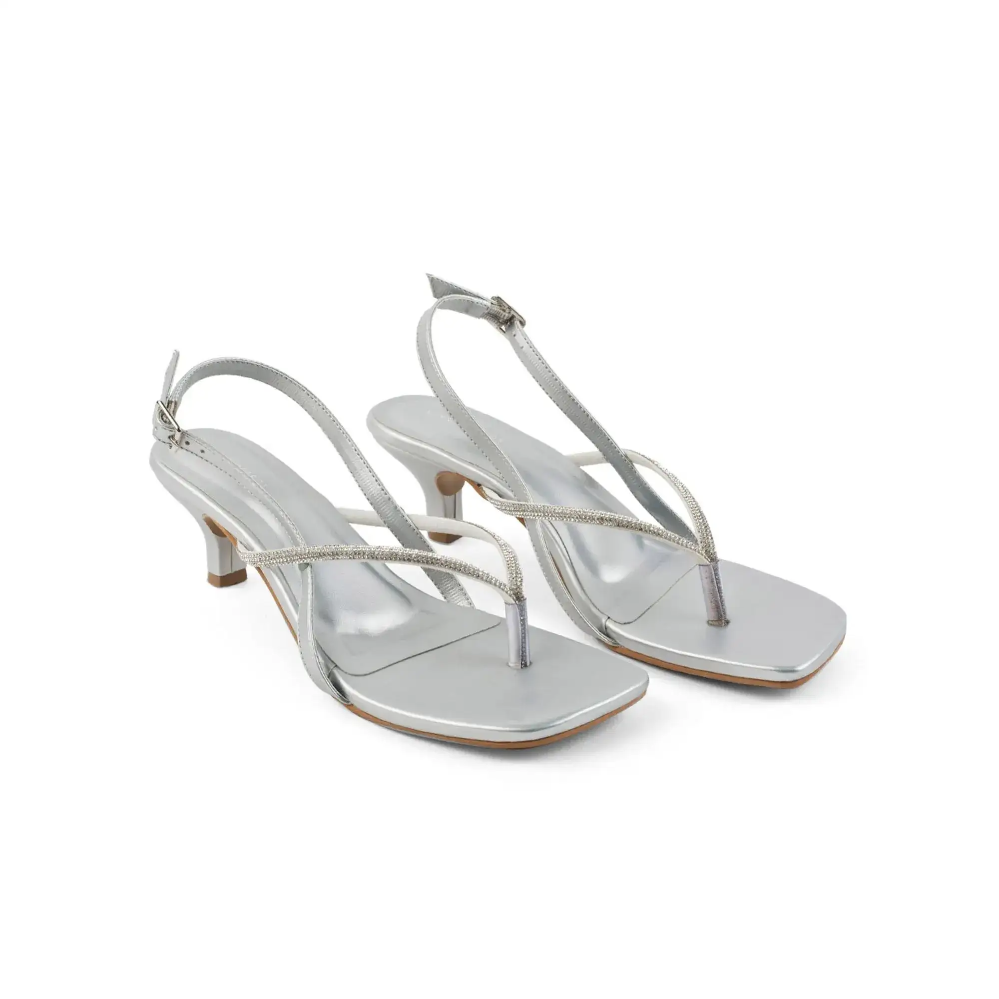 Hepburn Glam Silver Kitten Heels - Image 3