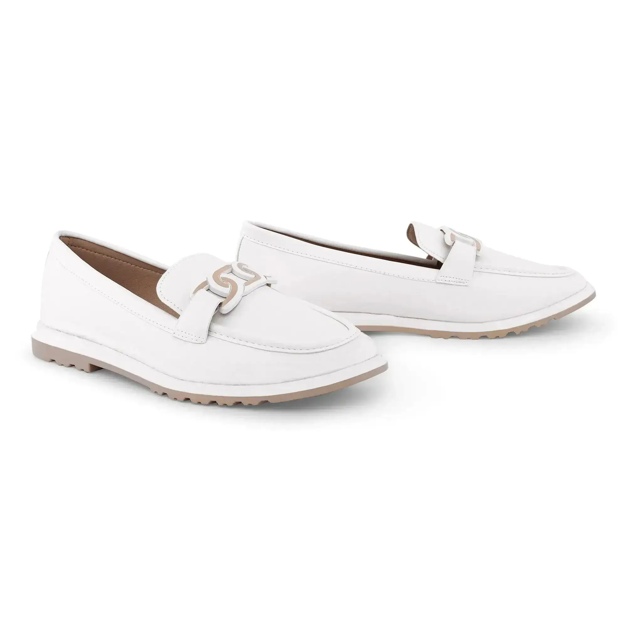 Ava Casual Chain Off White Loafers - Image 4