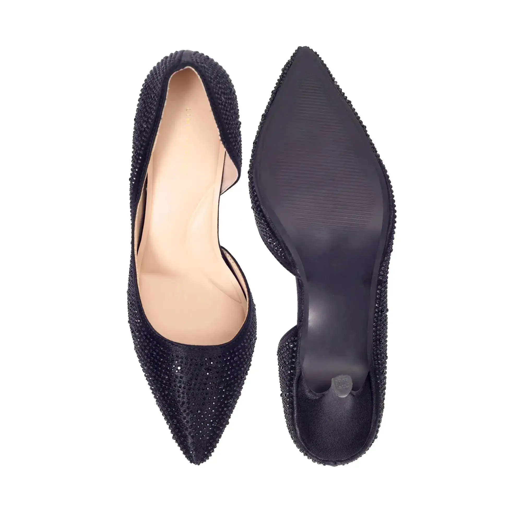 Victoria Diamond Studded Jet Black Slim Pumps - Image 6